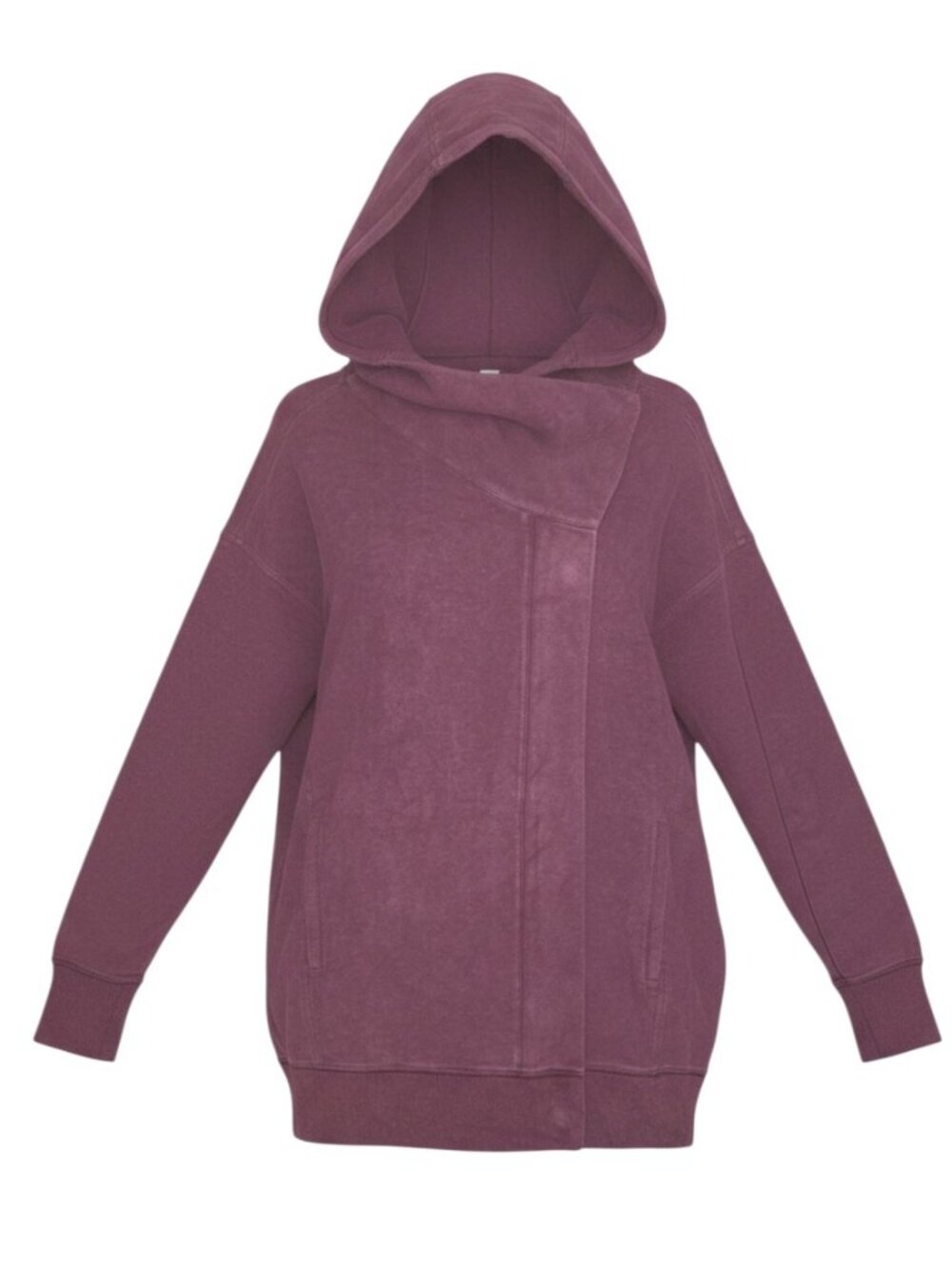 Lululemon Burgundy Wrap Up Asymmetrical Full Zip Up with Cow Neck - Size 4